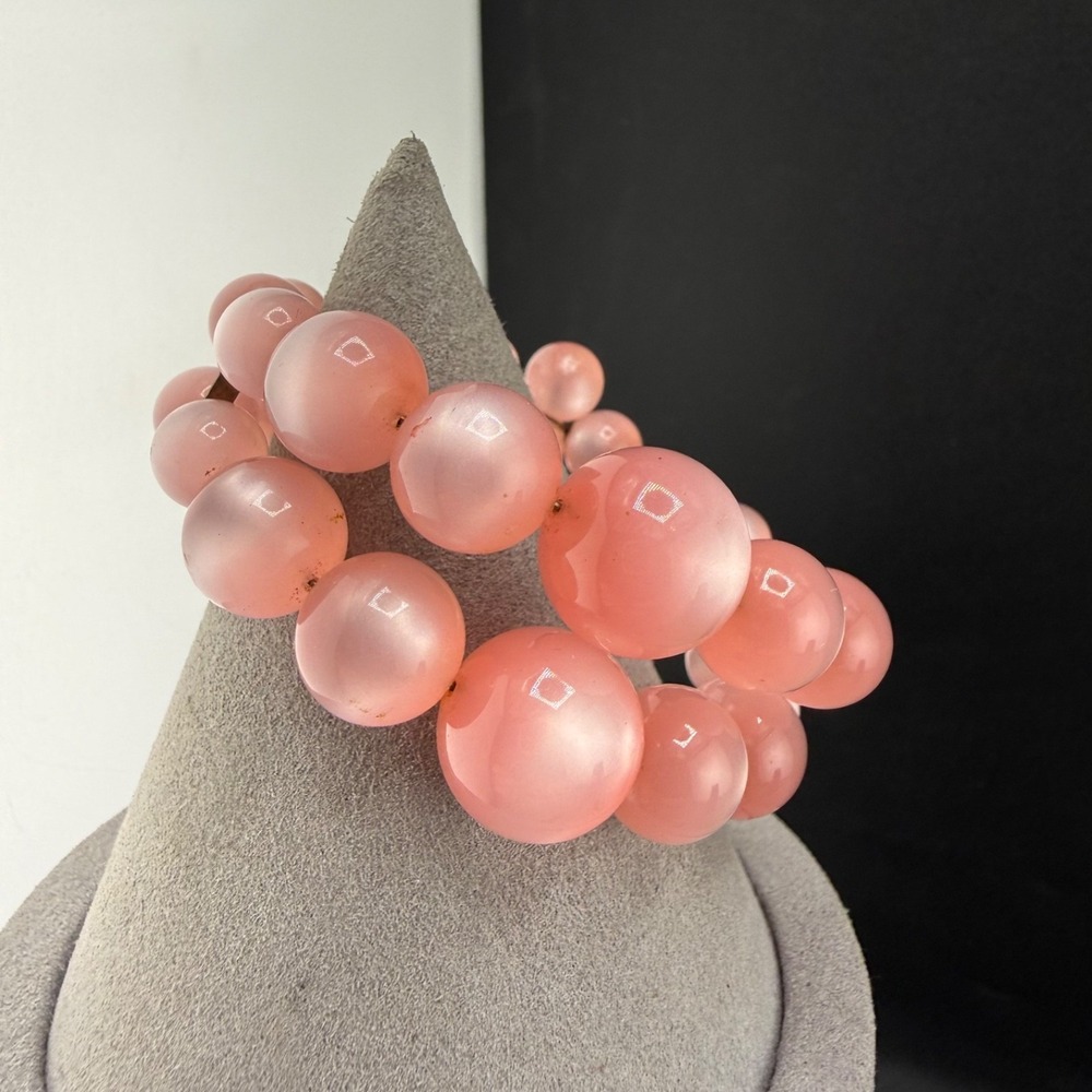 Vintage Moon Glow‎ Lucite Bracelet Pink 6"